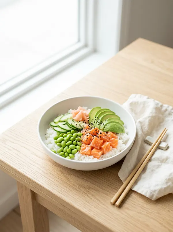 A salmon poke bowl